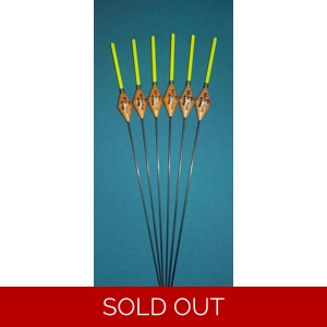 SRG010 Pack of 6 High Quality Pole Floats Diamond Yellow Tip Carbon Stem